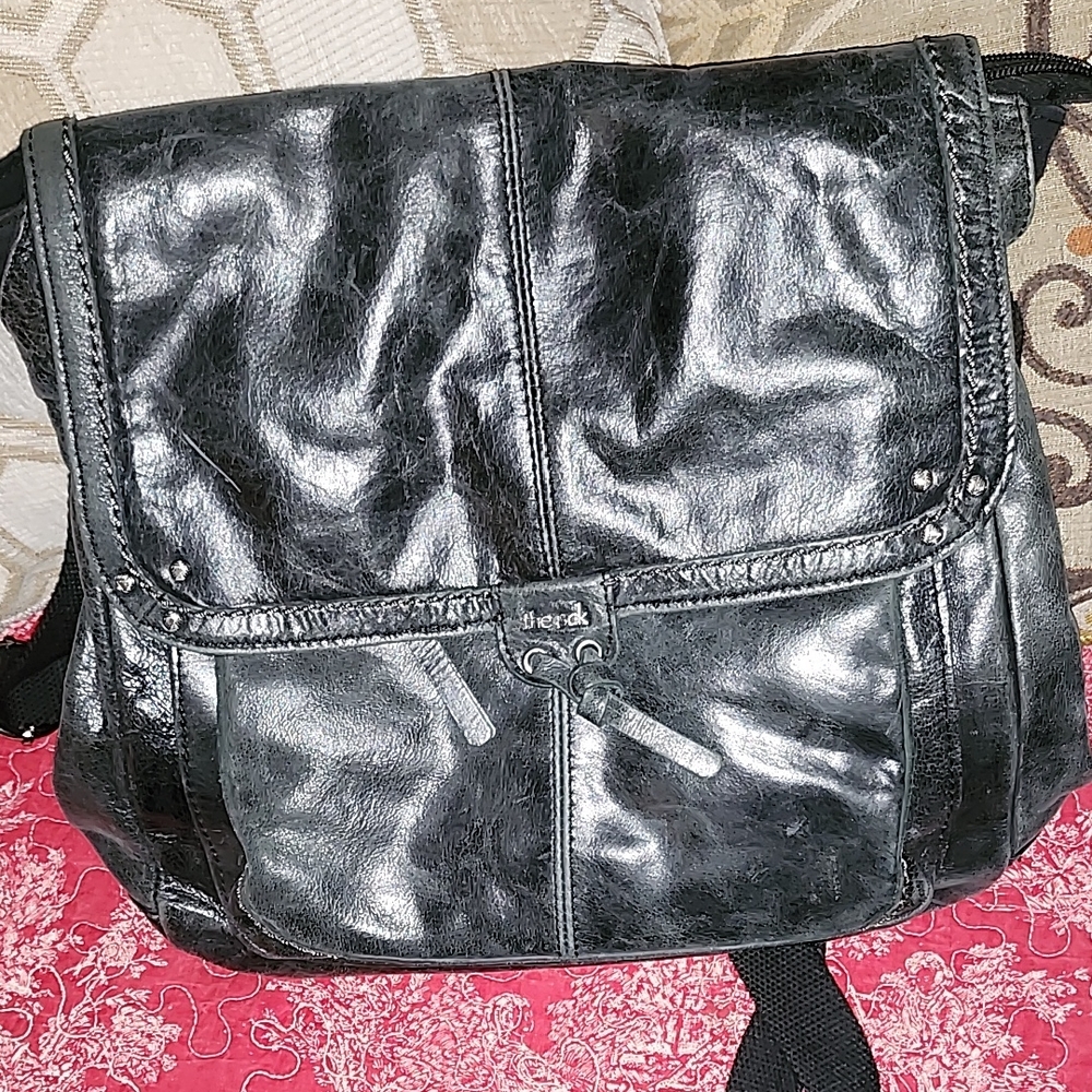 Black Leather The Sak Backpack Purse
